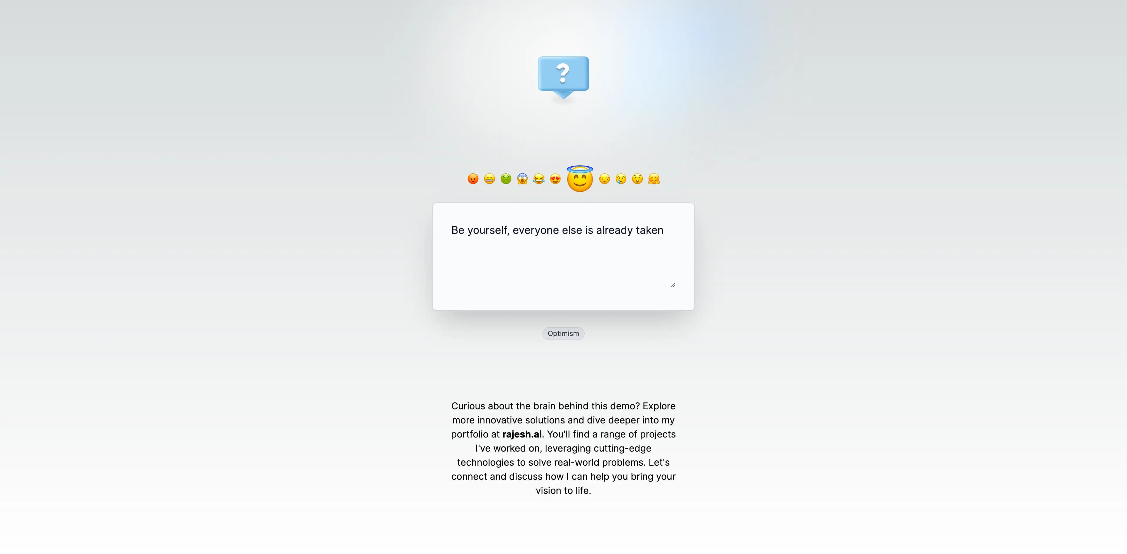 Sentiment categories in the application