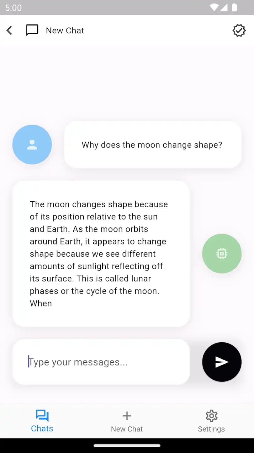 TapGPT mobile conversation interface